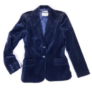 Vintage Roth-Le Cover Velvet Blazer Navy Blue Size 10 Made in Poland Classic